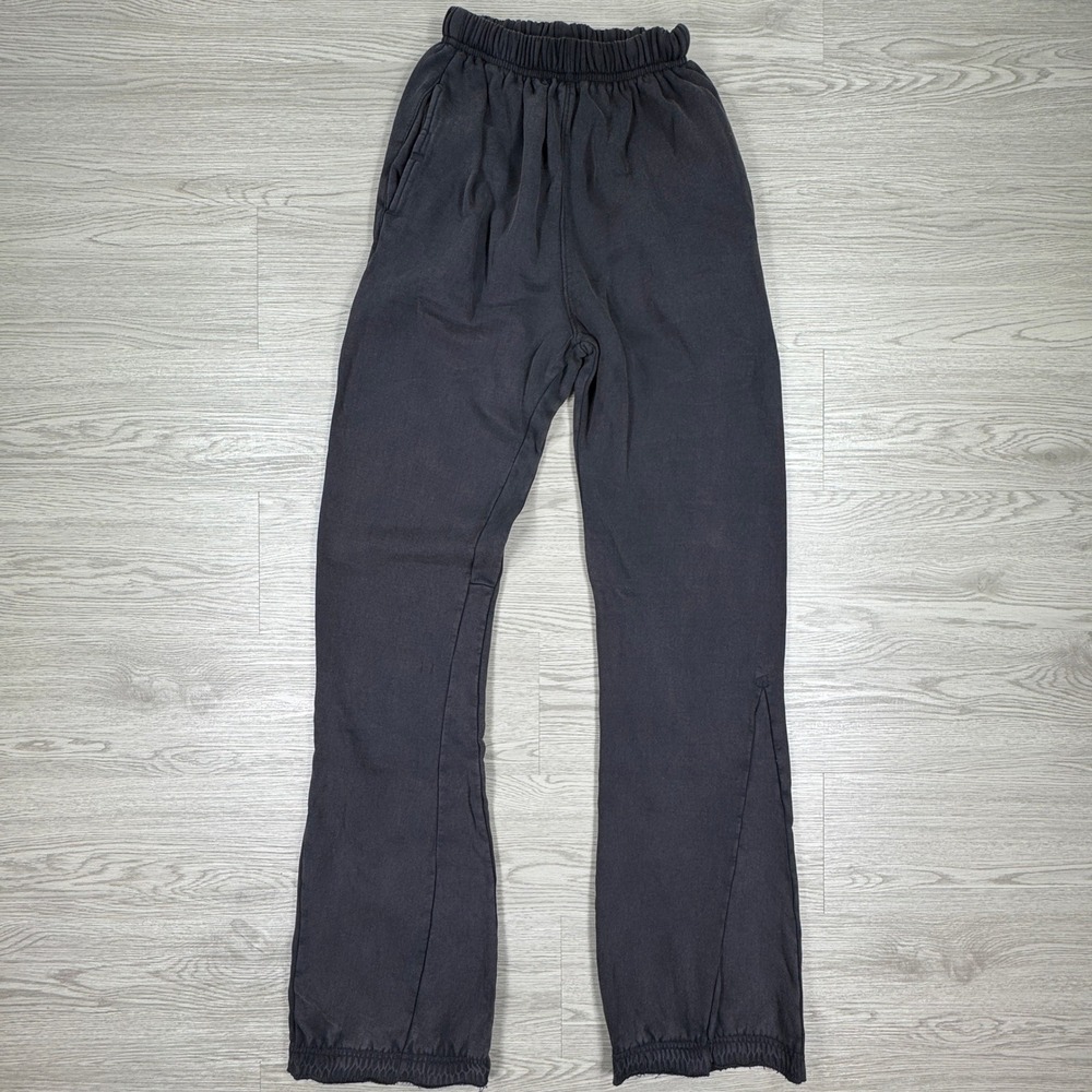 mnml Men's Sweatpants Flare Side Slit Fleece Charcoal Gray Sz Small